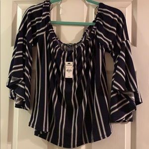 Express off shoulder strip blouse